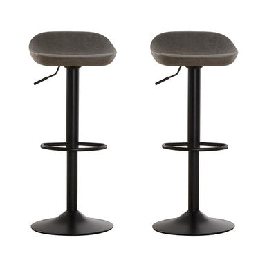 Dalston Ash Grey Leather Effect Set of 2 Adjustable Bar Stools