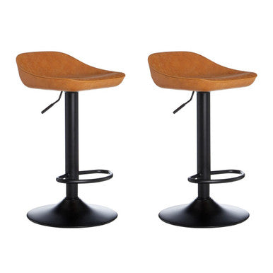 Dalston Camel Leather Effect Set of 2 Adjustable Bar Stools