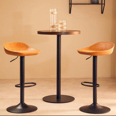 Dalston Camel Leather Effect Set of 2 Adjustable Bar Stools