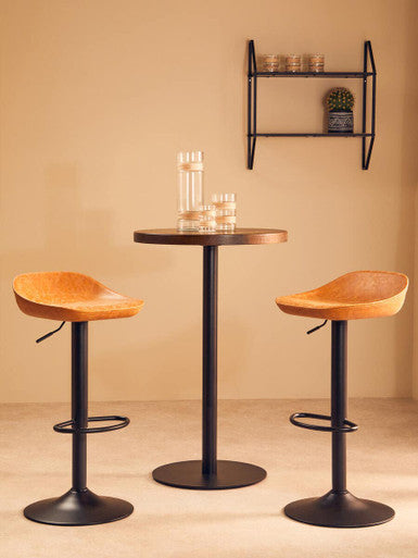 Dalston Camel Leather Effect Set of 2 Adjustable Bar Stools