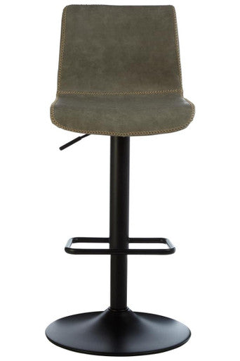 Dalston Ash Grey Leather Effect Set of 2 Adjustable Bar Chairs