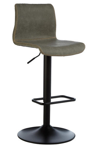 Dalston Ash Grey Leather Effect Set of 2 Adjustable Bar Chairs
