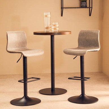 Dalston Ash Grey Leather Effect Set of 2 Adjustable Bar Chairs