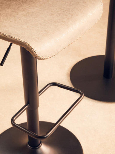 Dalston Ash Grey Leather Effect Set of 2 Adjustable Bar Chairs