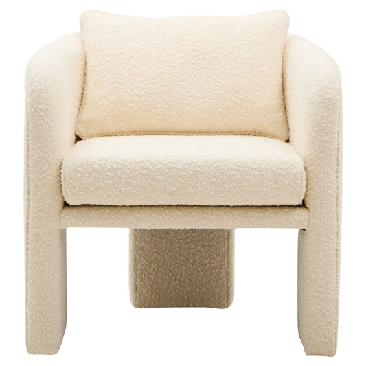 Ozzero Ivory Boucle Fabric Curved Armchair