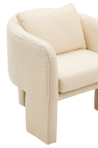 Ozzero Ivory Boucle Fabric Curved Armchair
