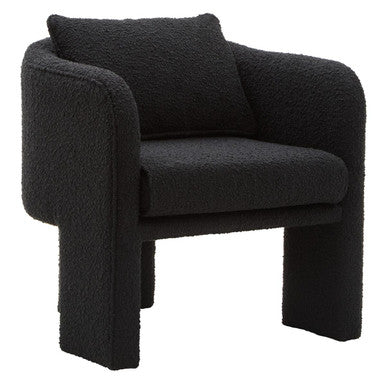 Ozzero Black Boucle Fabric Curved Armchair