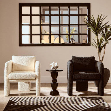 Ozzero Black Boucle Fabric Curved Armchair