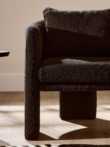 Ozzero Black Boucle Fabric Curved Armchair