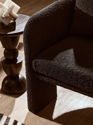 Ozzero Black Boucle Fabric Curved Armchair