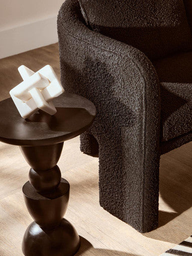 Ozzero Black Boucle Fabric Curved Armchair