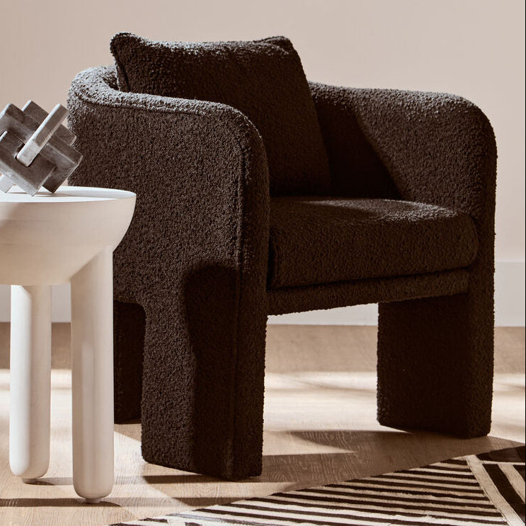 Ozzero Black Boucle Fabric Curved Armchair