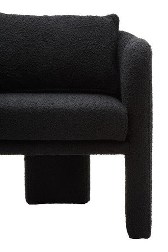 Ozzero Black Boucle Fabric Curved Armchair