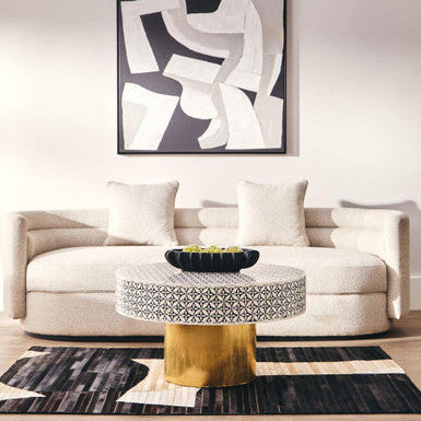 Oratino Ivory Linen 3 Seater Curved Sofa