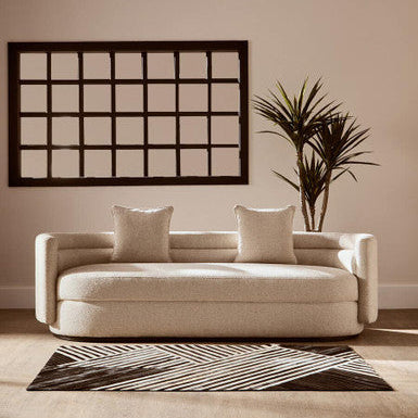 Oratino Ivory Linen 3 Seater Curved Sofa