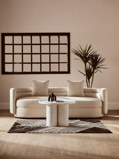 Oratino Ivory Linen 3 Seater Curved Sofa