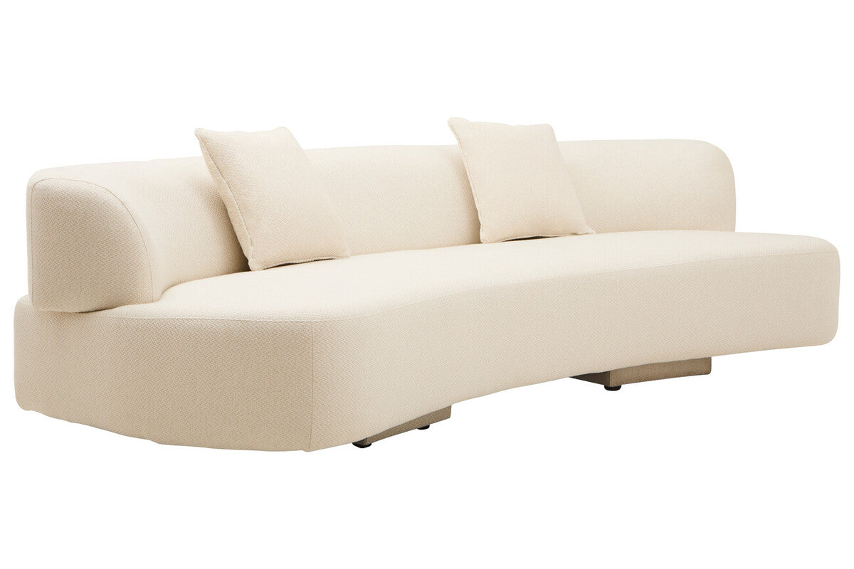 Ozzano Cream Linen 3 Seater Curved Sofa