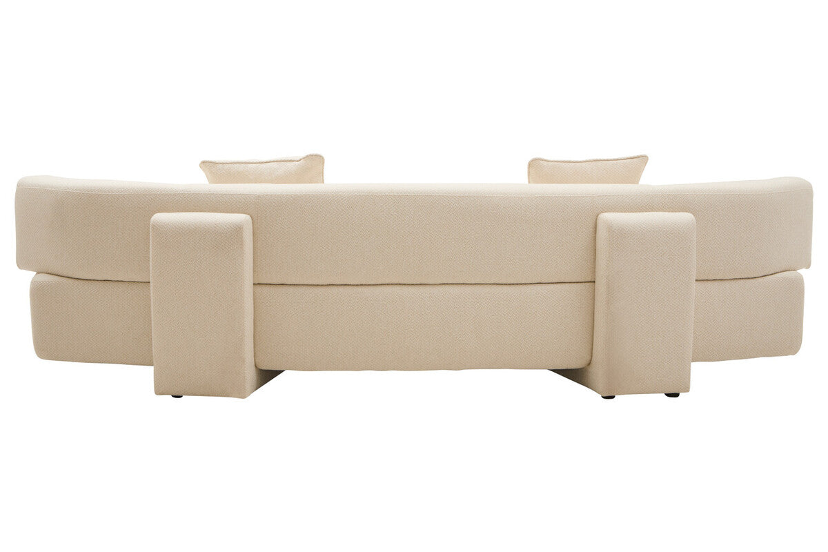 Ozzano Cream Linen 3 Seater Curved Sofa