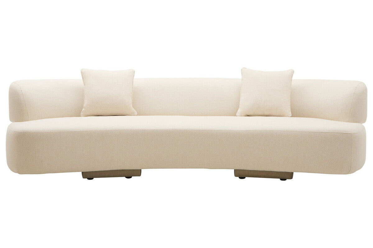 Ozzano Cream Linen 3 Seater Curved Sofa