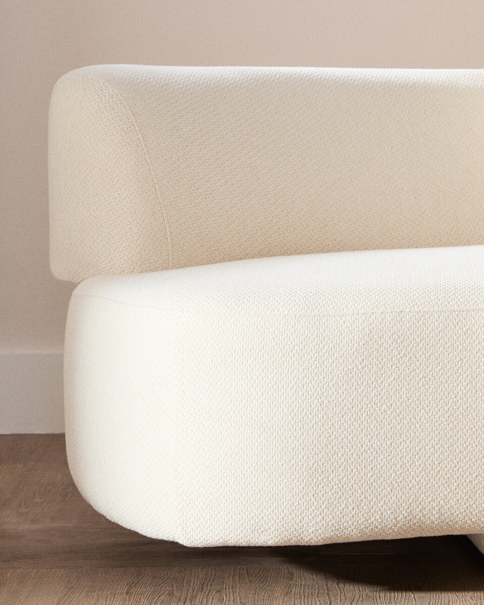 Ozzano Cream Linen 3 Seater Curved Sofa