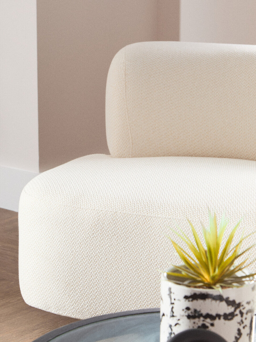 Ozzano Cream Linen 3 Seater Curved Sofa
