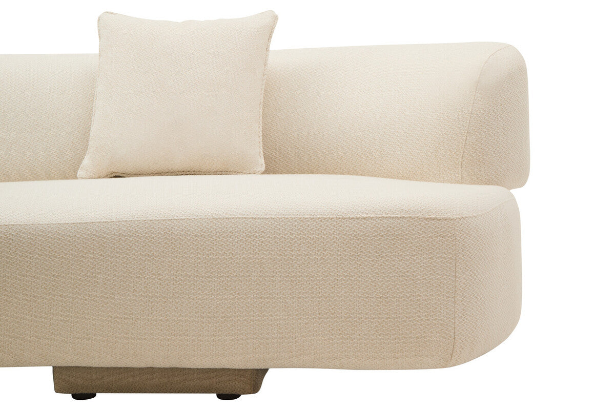 Ozzano Cream Linen 3 Seater Curved Sofa