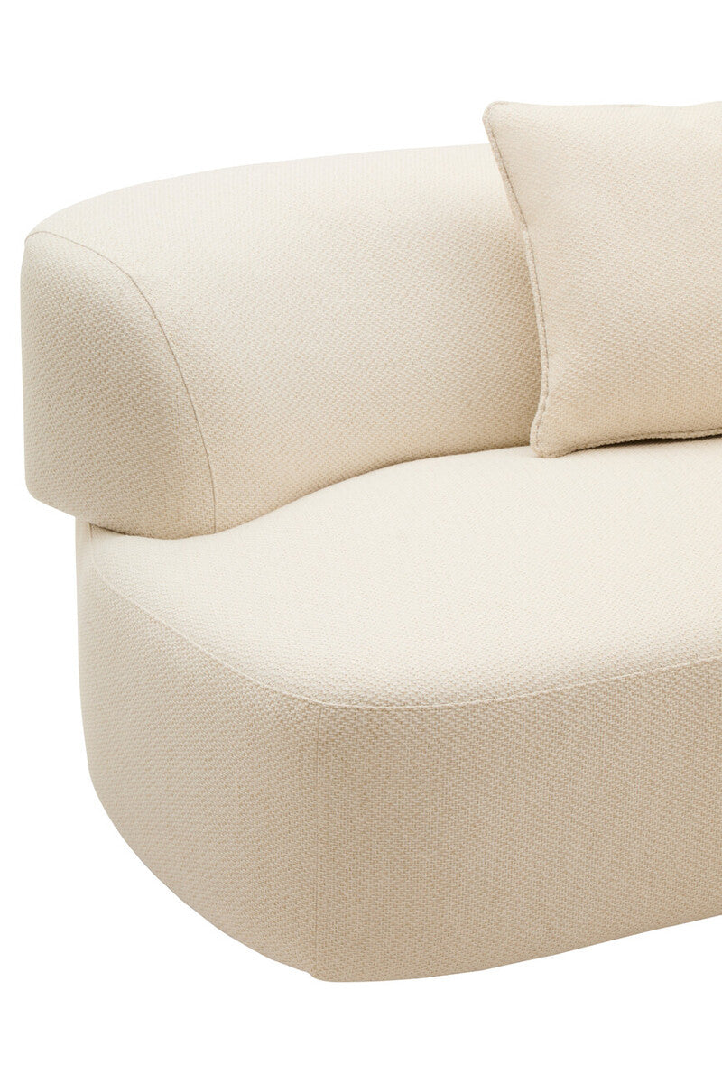 Ozzano Cream Linen 3 Seater Curved Sofa