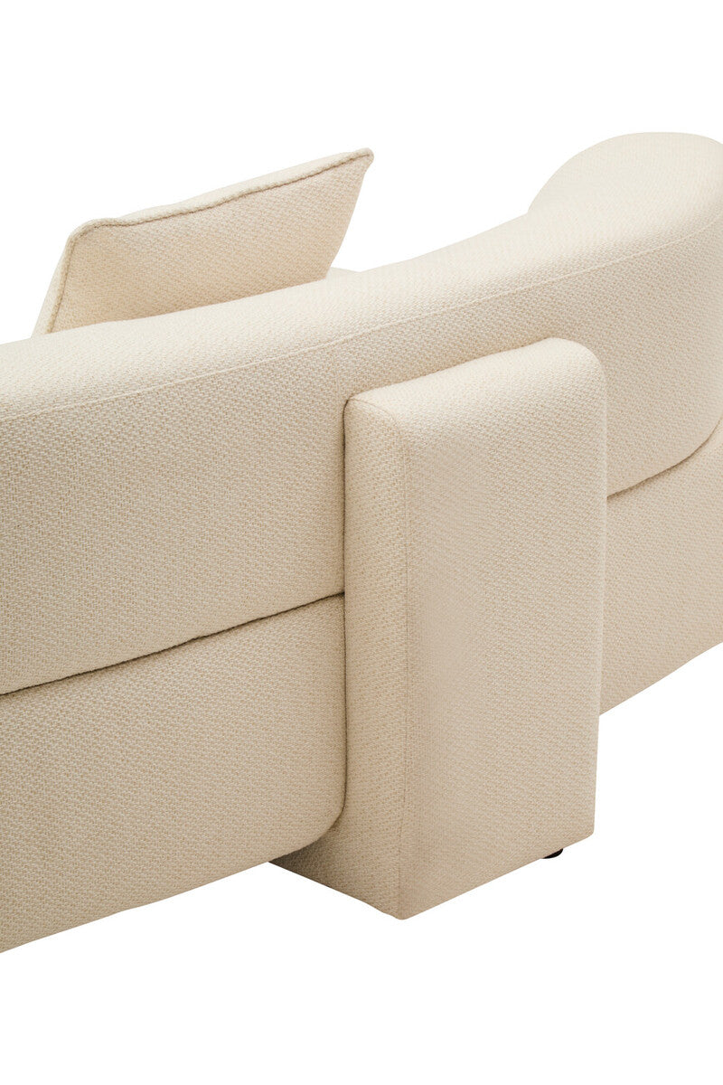 Ozzano Cream Linen 3 Seater Curved Sofa