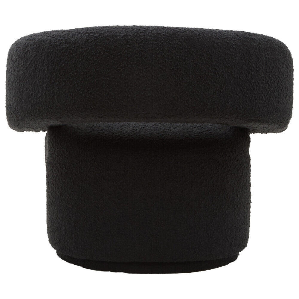 Oliveto Black Boucle Fabric Curved Swivel Armchair