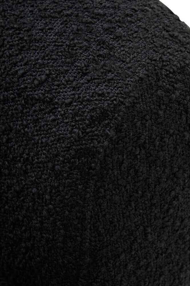 Oliveto Black Boucle Fabric Curved Swivel Armchair