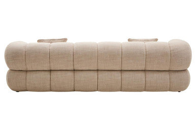 Ordona Cream Linen 3 Seater Curved Sofa