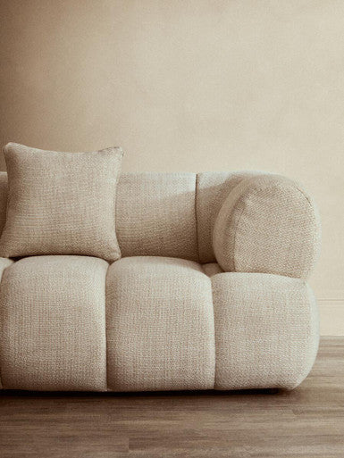 Ordona Cream Linen 3 Seater Curved Sofa