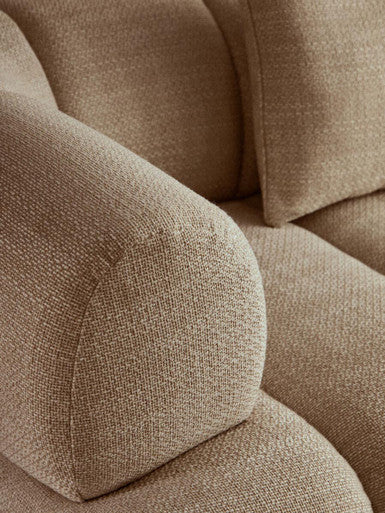 Ordona Cream Linen 3 Seater Curved Sofa
