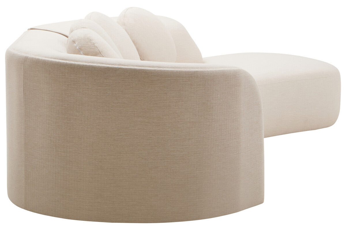 Ovada Cream Linen 3 Seater Curved Sofa