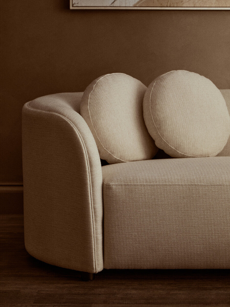 Ovada Cream Linen 3 Seater Curved Sofa