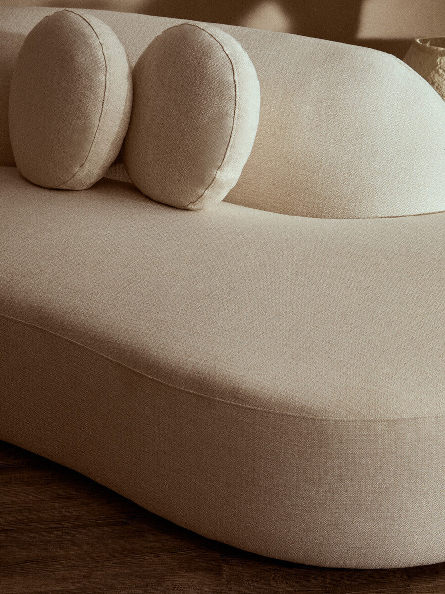 Ovada Cream Linen 3 Seater Curved Sofa