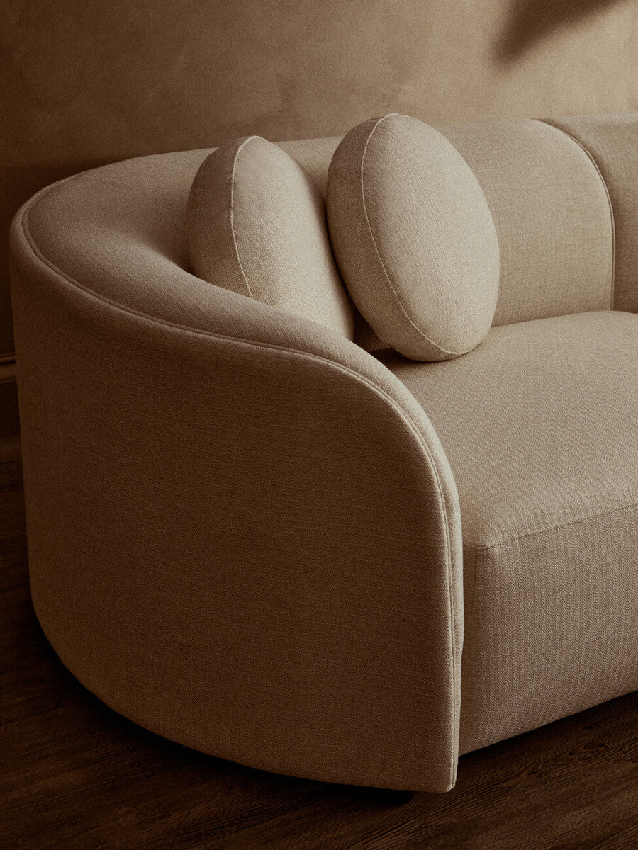 Ovada Cream Linen 3 Seater Curved Sofa