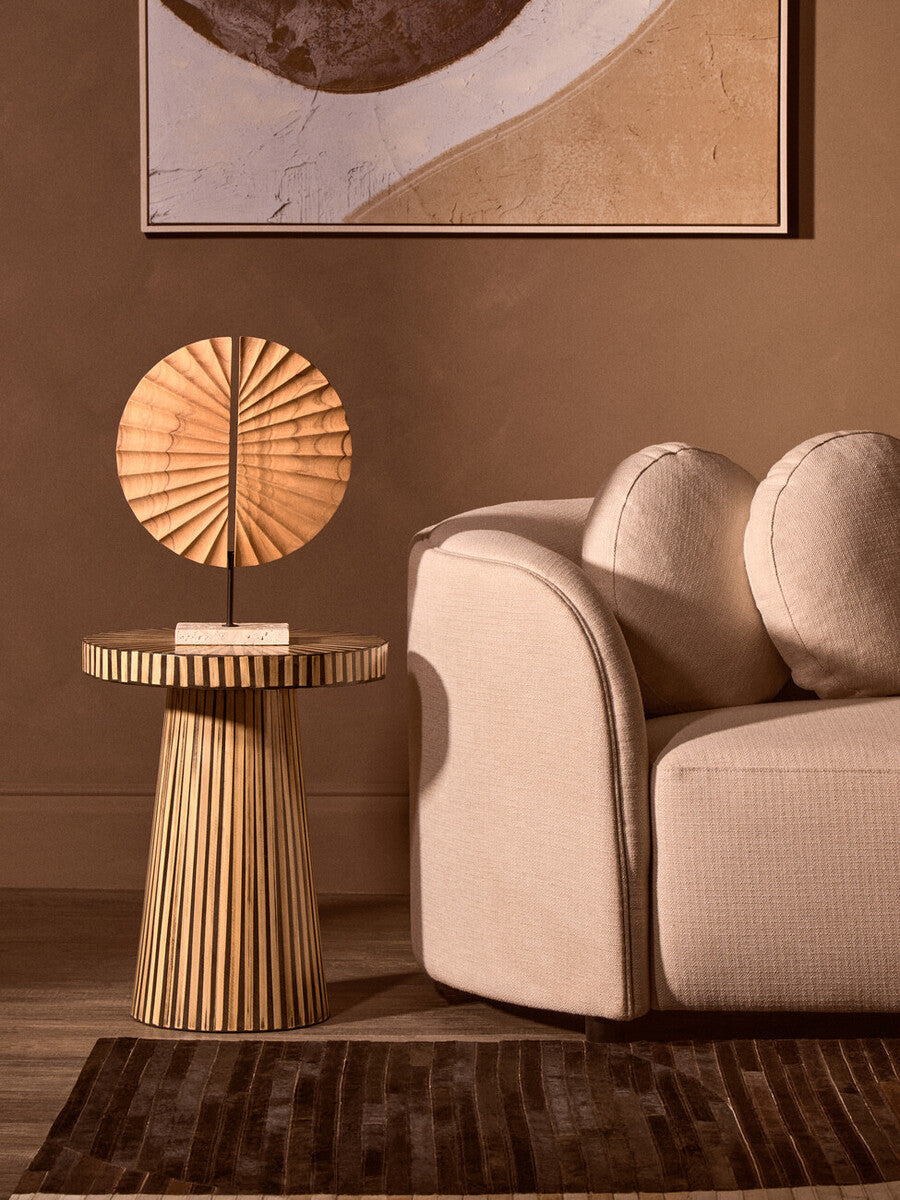 Ovada Cream Linen 3 Seater Curved Sofa