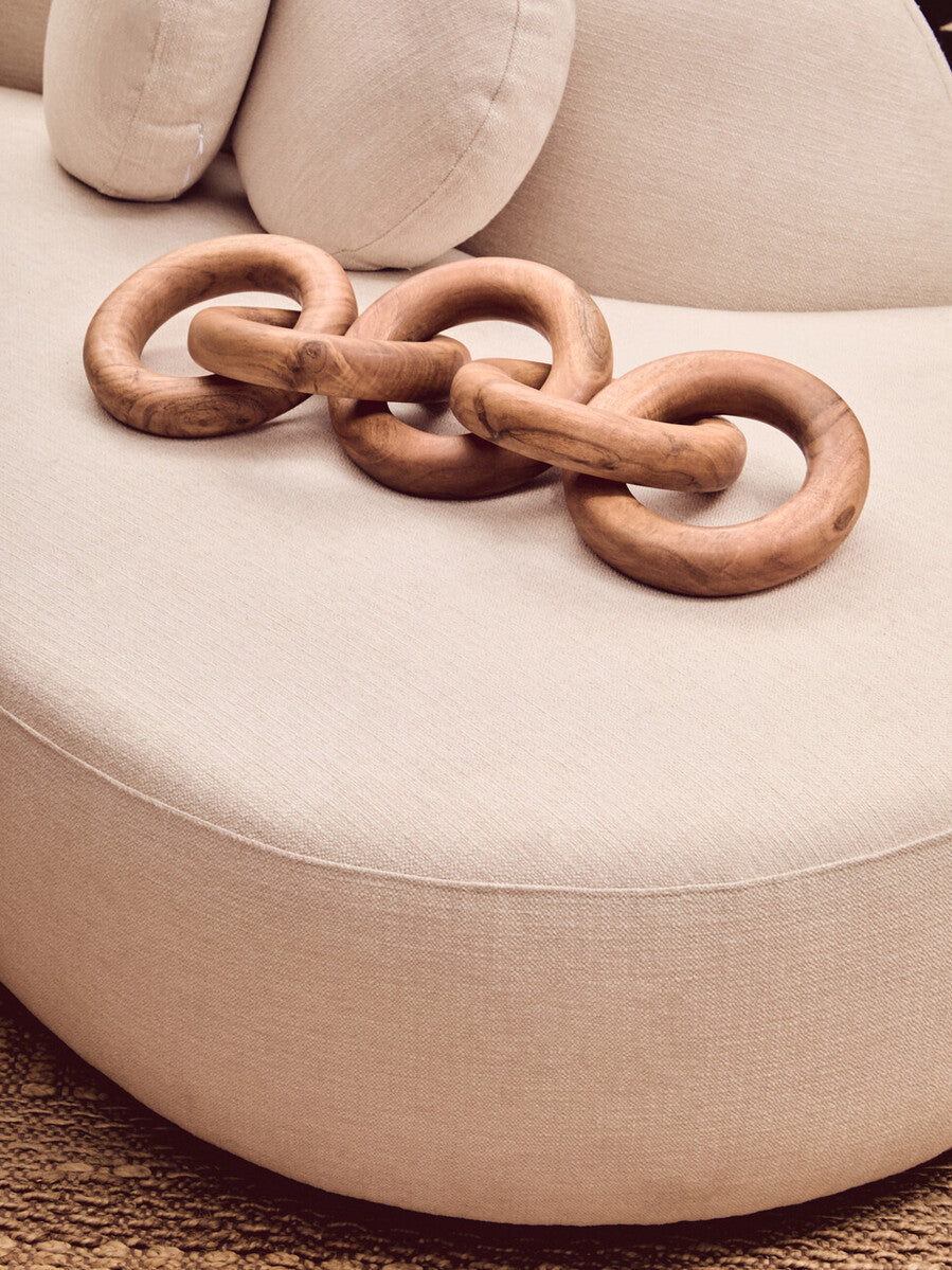 Ovada Cream Linen 3 Seater Curved Sofa