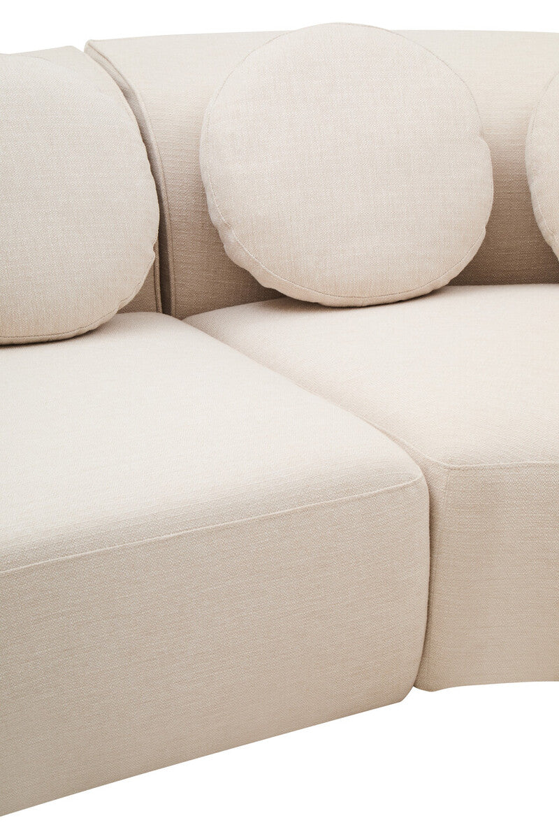 Ovada Cream Linen 3 Seater Curved Sofa