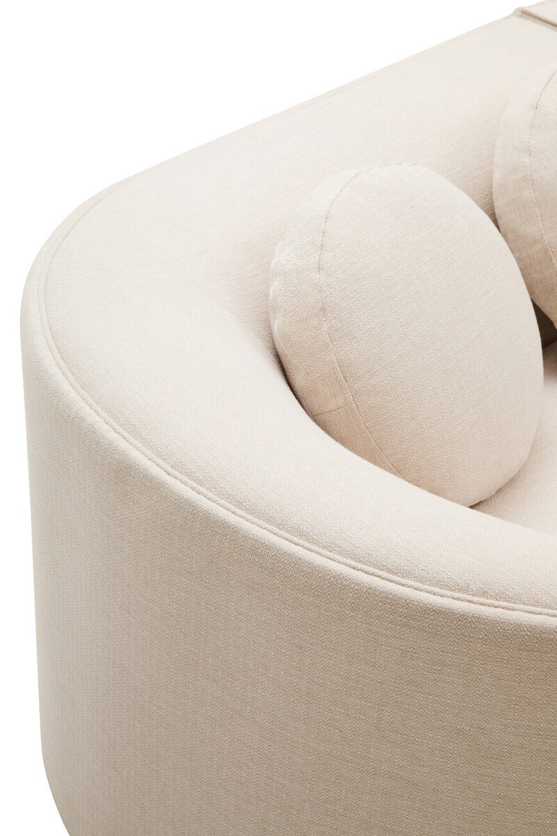 Ovada Cream Linen 3 Seater Curved Sofa