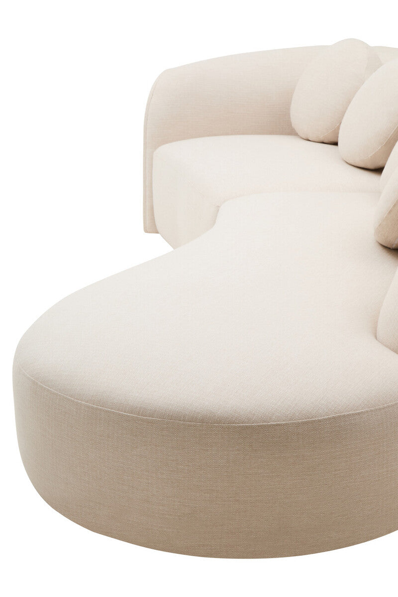 Ovada Cream Linen 3 Seater Curved Sofa