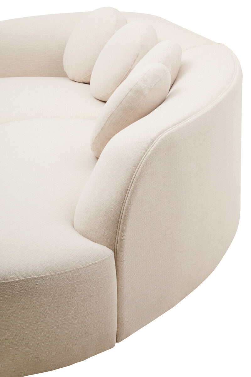 Ovada Cream Linen 3 Seater Curved Sofa