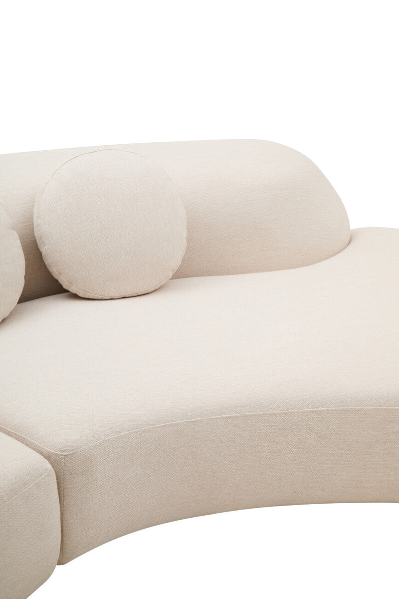 Ovada Cream Linen 3 Seater Curved Sofa