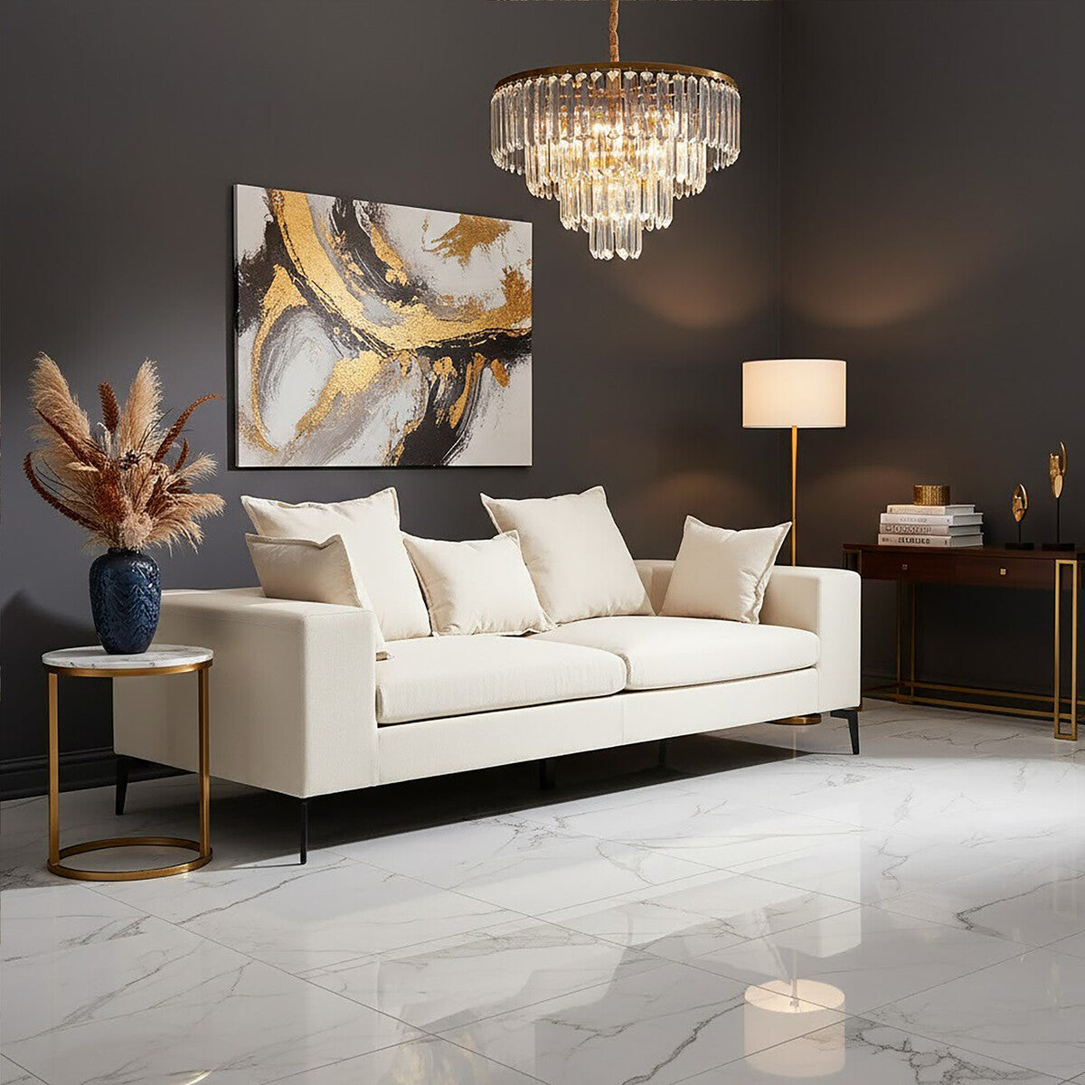 Avignon Cream Fabric 3 Seater Sofa