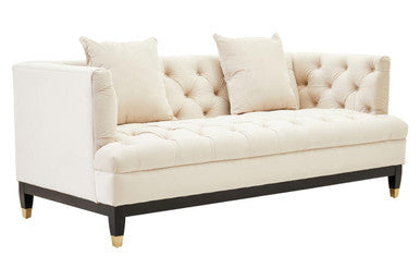 Sefira Ivory Fabric 2 Seater Modern Chesterfield Sofa