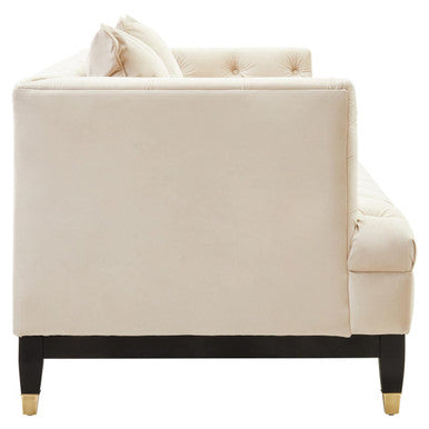 Sefira Ivory Fabric 2 Seater Modern Chesterfield Sofa