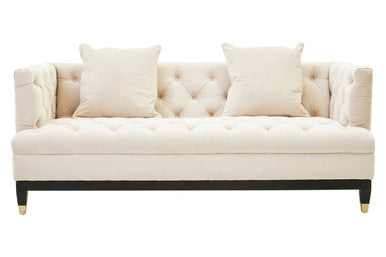 Sefira Ivory Fabric 2 Seater Modern Chesterfield Sofa