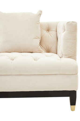 Sefira Ivory Fabric 2 Seater Modern Chesterfield Sofa
