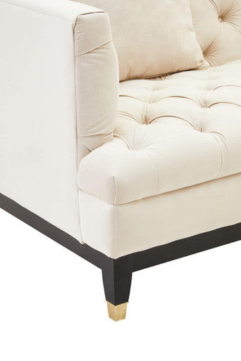 Sefira Ivory Fabric 2 Seater Modern Chesterfield Sofa